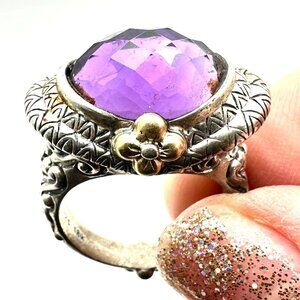 Barbara Bixby Womens Ring Sterling Silver 18K Gold Size 8 Amethyst
